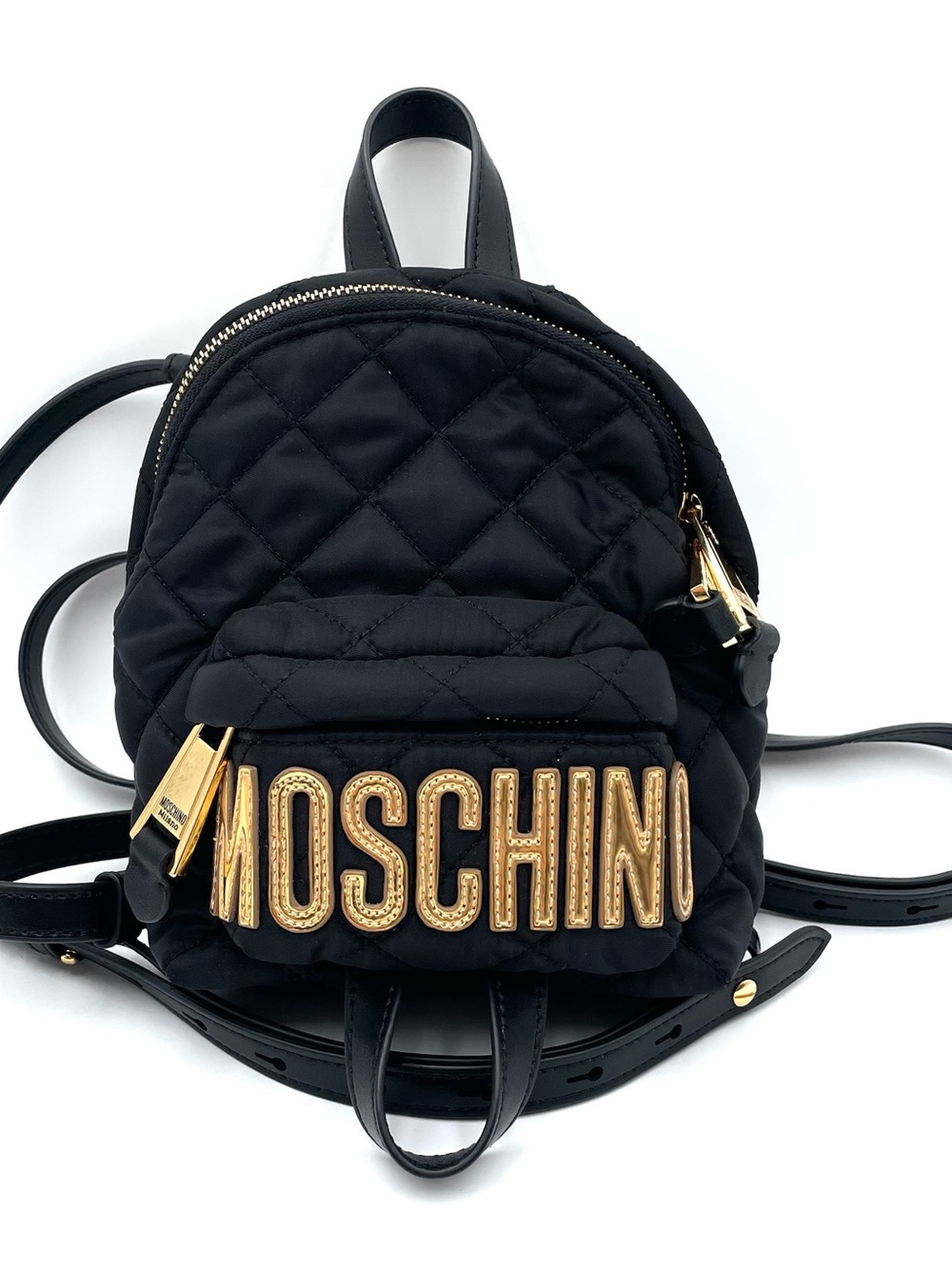 Moschino Black Mini Quilted Backpack